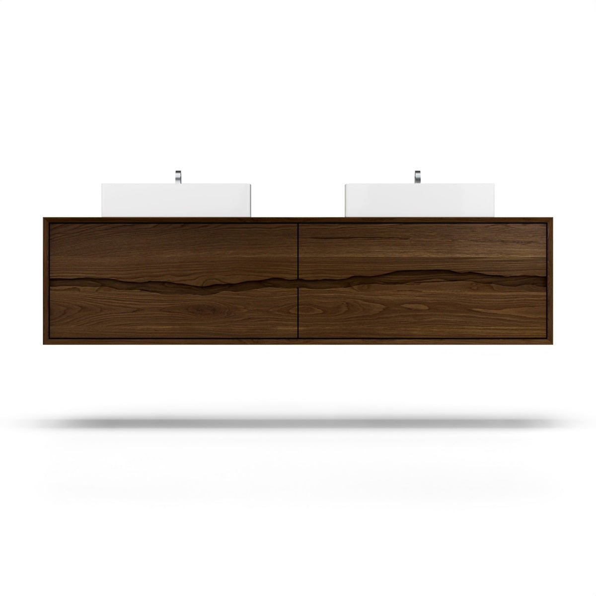 Vanderloc Ventura Four - Drawer Double Bath Floating Vanity With Integrated Countertop - 60&quot; - Estate Emulsion - Vessel Sink - No Hole - VTD6 - 60 - F18 - R1N.ee.nh