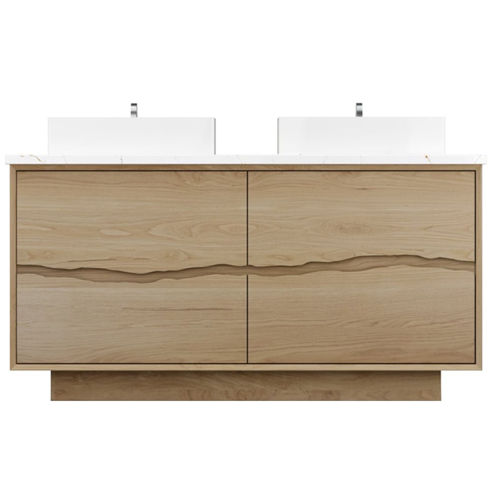 Vanderloc Ventura Four - Drawer Double Bath Vanity - 60&quot; - American White Oak - Vessel - VTD6 - 60 - S30.aw.nh