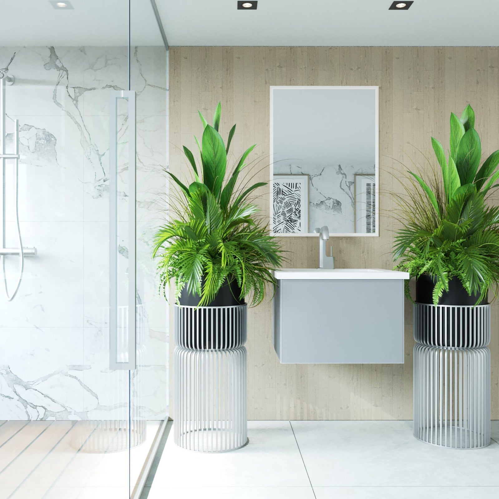 Laviva Vitri 24" Fossil Grey Bathroom Vanity with VIVA Stone Matte White Solid Surface Countertop – – –