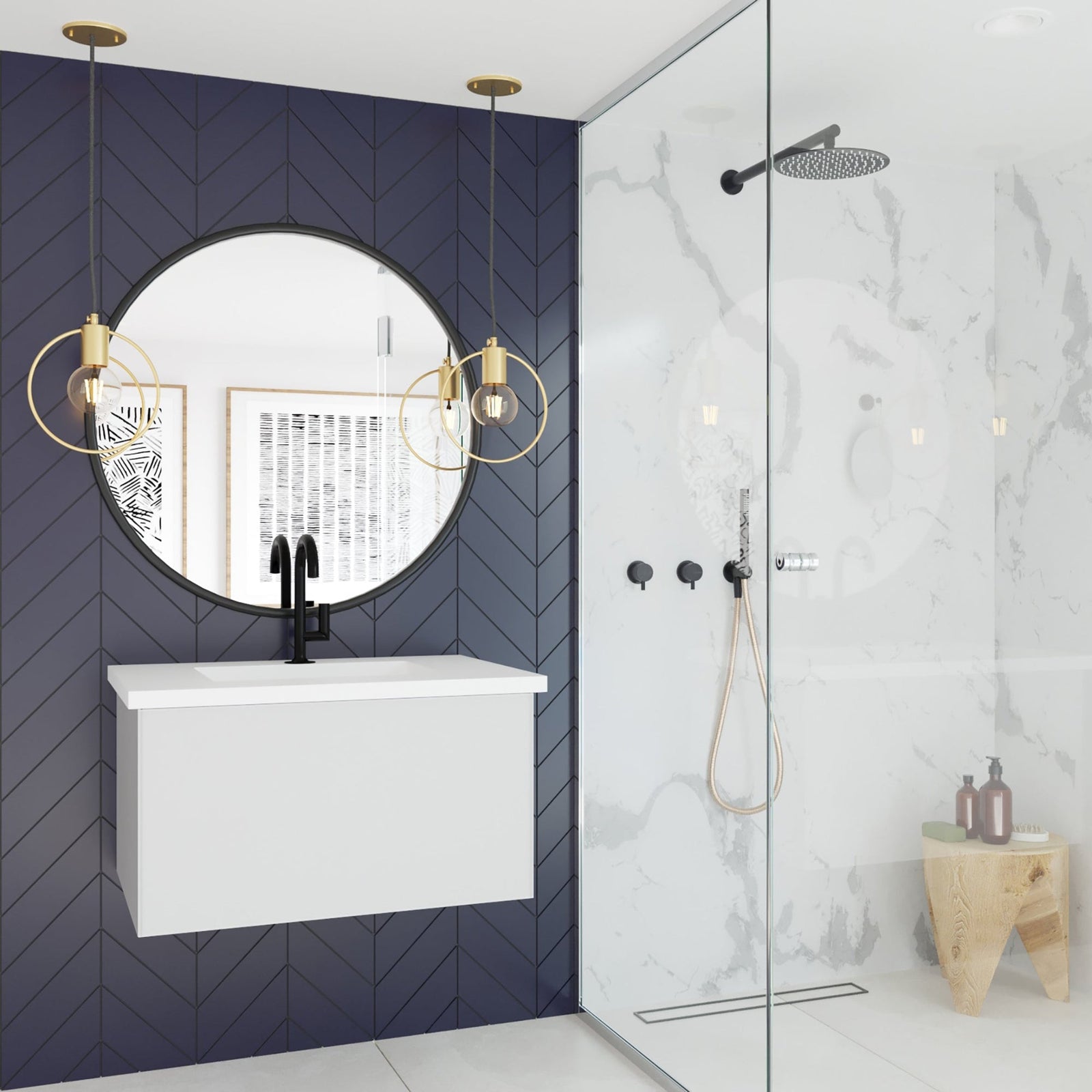 Laviva Vitri 30" Cloud White Bathroom Vanity with VIVA Stone Matte White Solid Surface Countertop – – –