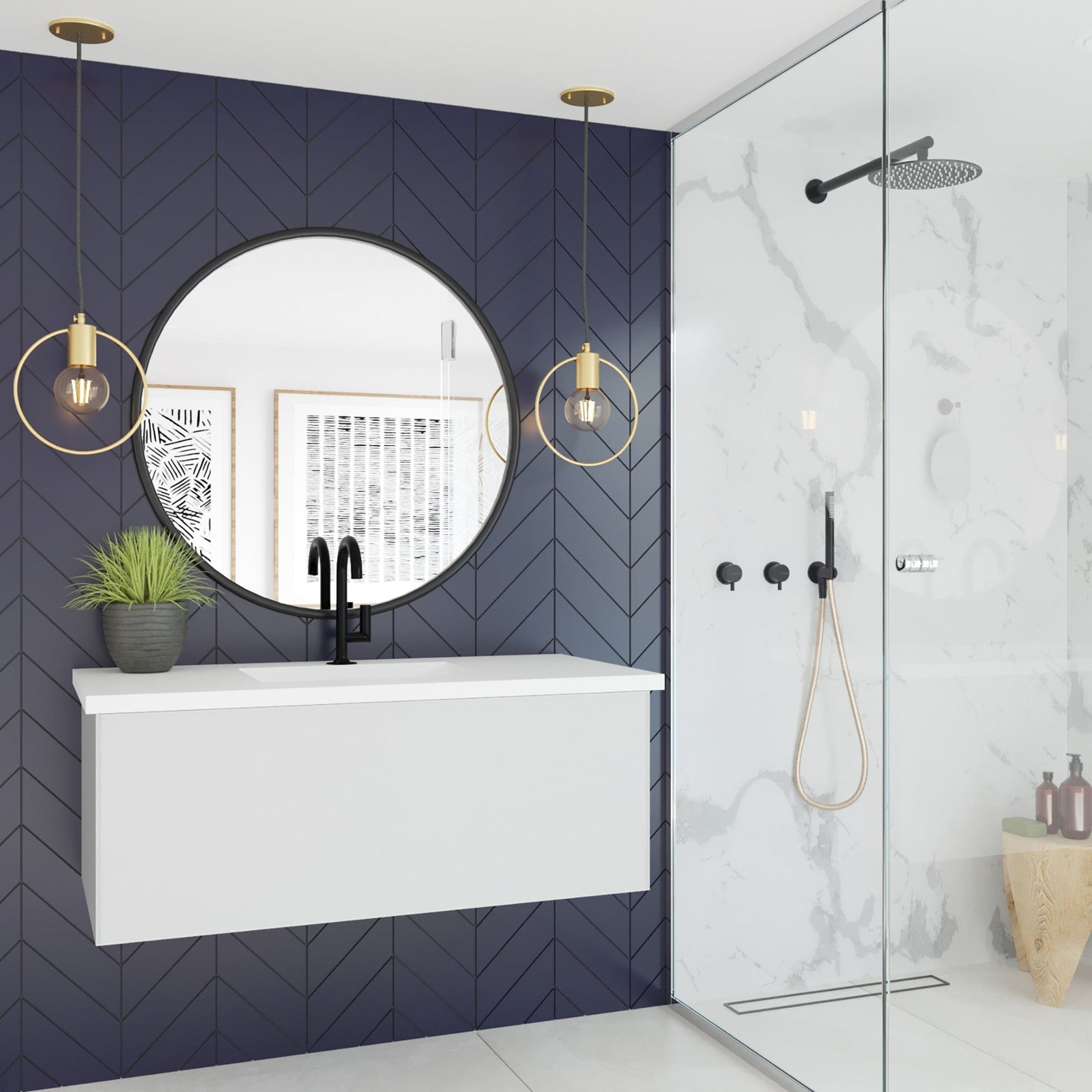 Laviva Vitri 42" Cloud White Bathroom Vanity with VIVA Stone Matte White Solid Surface Countertop – – –