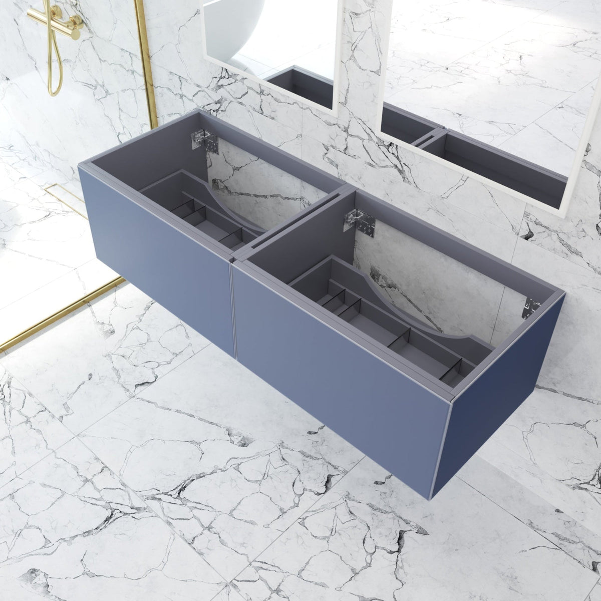 Vitri 60&quot; Nautical Blue Double Sink Wall Hung Bathroom Vanity Cabinet - LAVIVA - Mihodo