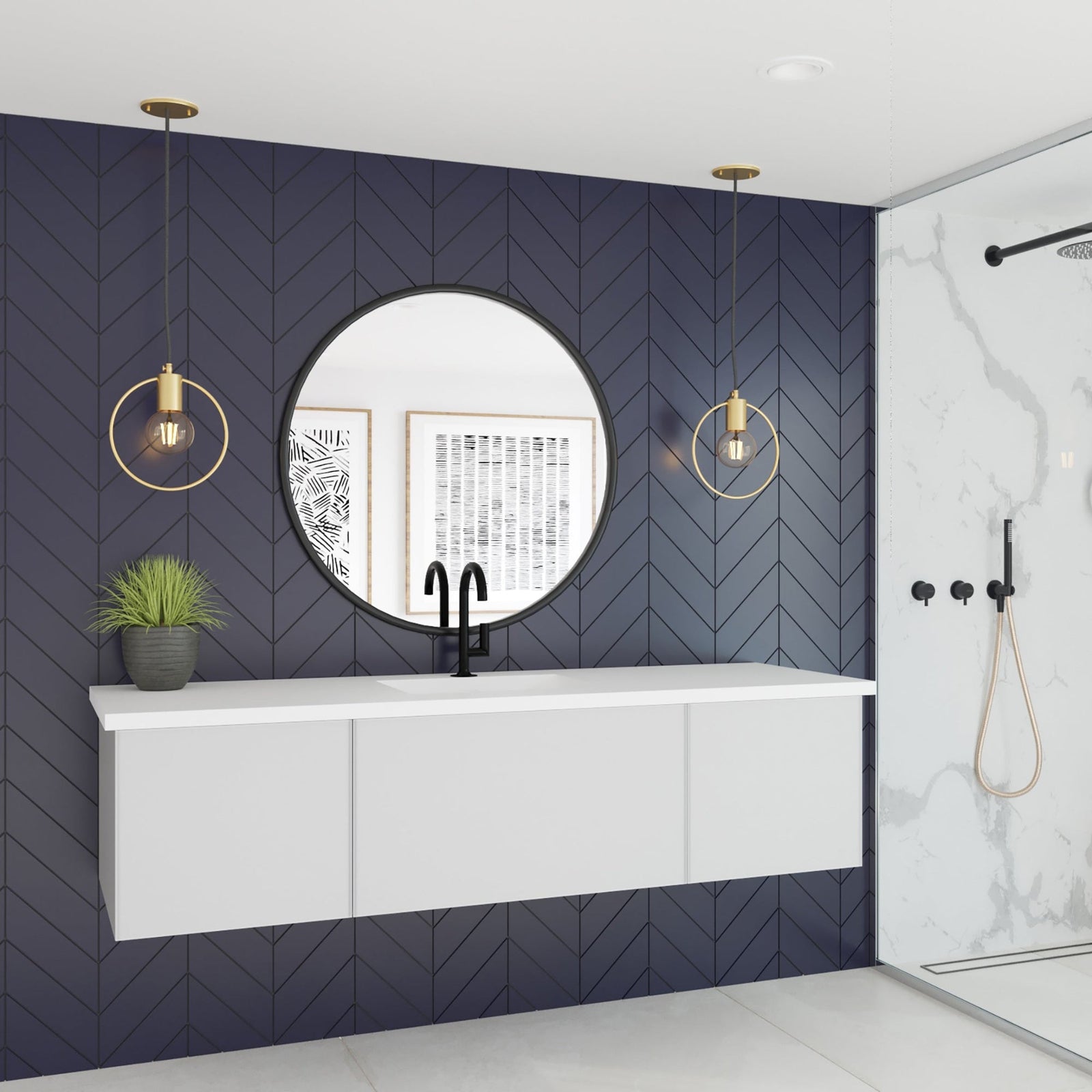 Laviva Vitri 66" Cloud White Single Sink Bathroom Vanity with VIVA Stone Matte White Solid Surface Countertop – – –